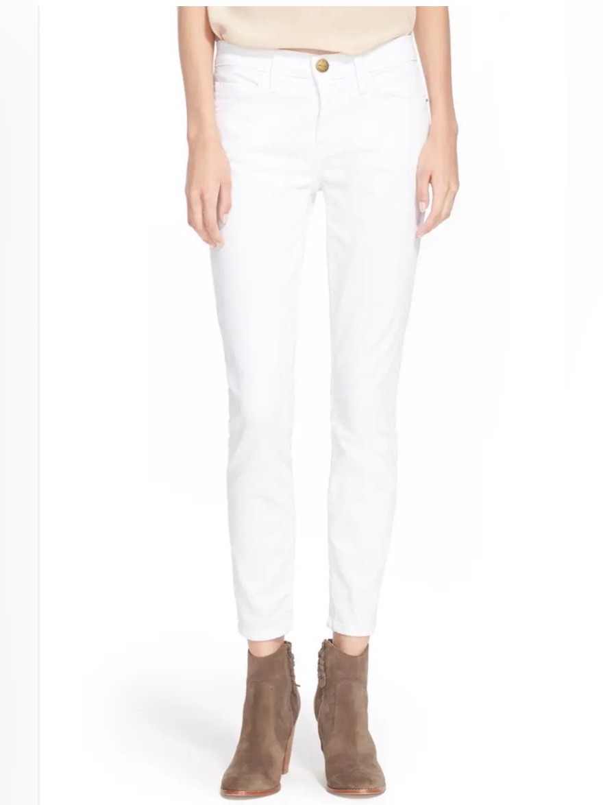 Current/Elliott The Stiletto White Denim Jean Cropped At Ankle
